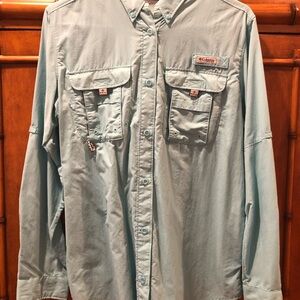 Columbia Womens PFG long sleeve upf onni shade shirt SMALL AQUA TURQUOISE